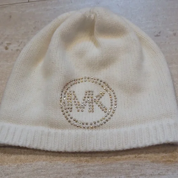 NWT Michael Kors Beanie Hat With gold Studs Michael Kors White Beanie Hats for Women for sale - eBay main image 4
